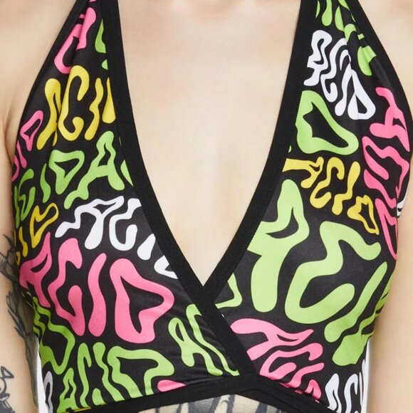 Lyte Couture Dolls Kill Lila Acid Wrap Top Psychedelic Trippy Rave Festival EDC - Picture 1 of 5